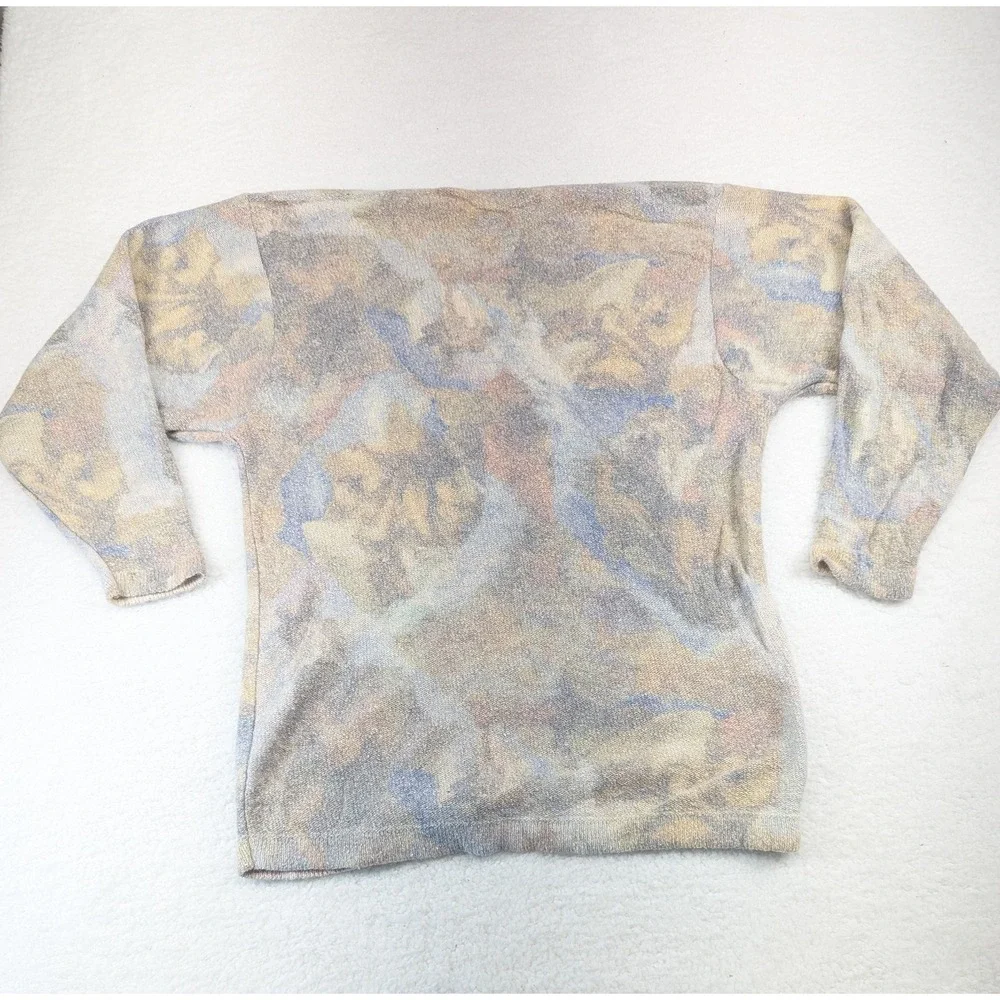 Vintage Gabriella T Linen Blend‎ All Over Floral Pastel V Neck Cardigan Italy M